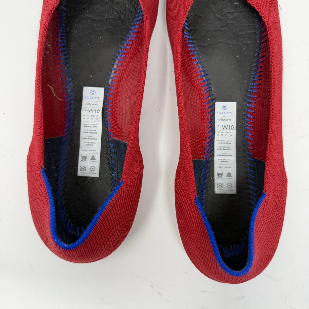 Rothy's The Point Flat Shoe Red Sustainable Knit Women Size 10 - Picture 5 of 13